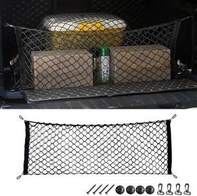img 4 attached to 🚗 Ultimate Car Rear Cargo Net: Adjustable Elastic Storage Organizer for Trunk, Vehicle, SUV