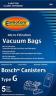 👜 5-pack of envirocare replacement micro filtration dust bags for bosch type g compact series and formula series canister vacuum cleaners логотип