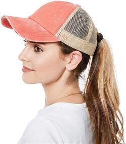 img 3 attached to Women Ponytail Baseball Washed Distressed Sports & Fitness in Team Sports