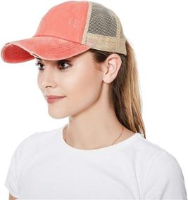 img 4 attached to Women Ponytail Baseball Washed Distressed Sports & Fitness in Team Sports