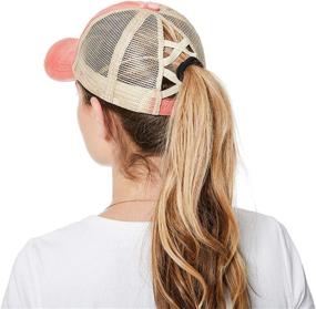 img 2 attached to Women Ponytail Baseball Washed Distressed Sports & Fitness in Team Sports