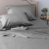 🛏️ supersoft & smooth queen size cotton tencel sateen sheet set - luxurious feel - sustainable & breathable - deep pocket - graphite - welhome 300 thread count logo