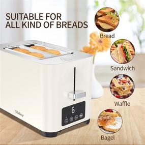 img 1 attached to 🥯 BBday 2 Slice Toaster with LCD Display, Stainless Steel, Extra Wide Slot, Bagel/Defrost/Cancel, 6 Shade Settings, Removable Crumb Tray, 850W, Beige