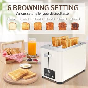 img 2 attached to 🥯 BBday 2 Slice Toaster with LCD Display, Stainless Steel, Extra Wide Slot, Bagel/Defrost/Cancel, 6 Shade Settings, Removable Crumb Tray, 850W, Beige