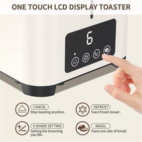 img 3 attached to 🥯 BBday 2 Slice Toaster with LCD Display, Stainless Steel, Extra Wide Slot, Bagel/Defrost/Cancel, 6 Shade Settings, Removable Crumb Tray, 850W, Beige