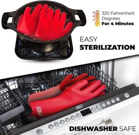 img 1 attached to 🧤 Magic SakSak Reusable Silicone Dishwashing Gloves - Pair of Rubber Scrubbing Gloves for Dishes - Wash Cleaning Gloves with Sponge Scrubbers for Kitchen, Bathroom, Car and More - Red, 14.5 Inches