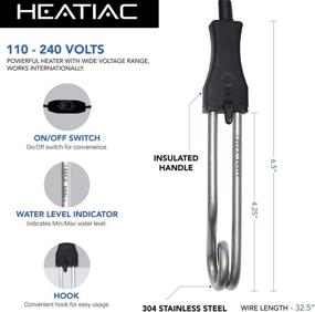 img 3 attached to 🔥 HEATIAC Travel Immersion Heater: Dual Voltage Electric Boiler for Water, Coffee, Tea, Soup - On/Off Switch, 300-1300W, 110-240V