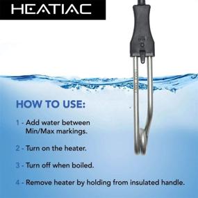 img 2 attached to 🔥 HEATIAC Travel Immersion Heater: Dual Voltage Electric Boiler for Water, Coffee, Tea, Soup - On/Off Switch, 300-1300W, 110-240V