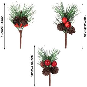 img 3 attached to 🌲 Christmas Pine Picks with Small Fake Berries, Pinecones and Artificial Pine Tree – Ideal for Wedding, Garden, Christmas Tree Craft Decorations (Style Set 2)