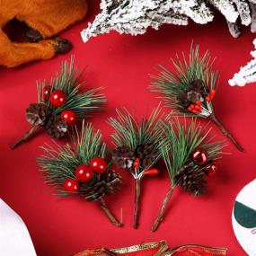 img 2 attached to 🌲 Christmas Pine Picks with Small Fake Berries, Pinecones and Artificial Pine Tree – Ideal for Wedding, Garden, Christmas Tree Craft Decorations (Style Set 2)