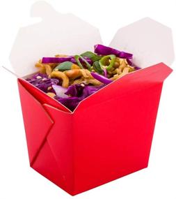 img 3 attached to 200 Bio Tek 8oz Chinese Takeout Boxes - Leak and Grease-Resistant, Stackable, Red Paper Food To-Go Containers, Tab-Lock, Recyclable for Restaurants, Catering, and Parties