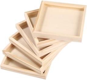 img 4 attached to LIOOBO 6pcs Unfinished Wooden Serving Tray for Weddings, Home Décor, Craft Projects & Art Supplies