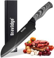 🔪 нож шефа bravedge 7'' кухонный нож, профессиональный нож santoku для готовки, ультра острое лезвие из нержавеющей стали с ножнами, эргономичная рукоятка - включена элегантная подарочная коробка - отличный выбор подарка. логотип