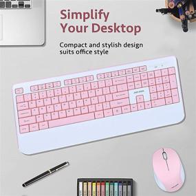 img 2 attached to 🎀 Pink Wireless Keyboard and Mouse Combo: Ergonomic, 2.4GHz, Quiet & Stylish