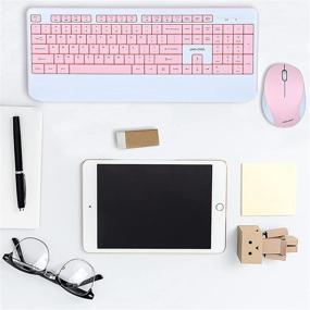 img 3 attached to 🎀 Pink Wireless Keyboard and Mouse Combo: Ergonomic, 2.4GHz, Quiet & Stylish