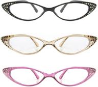 😺 set of 3 colorful rhinestone cat eye reading glasses logo