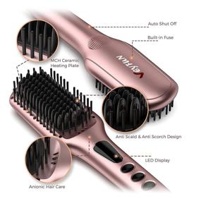 img 2 attached to 🔥 Щетка выпрямителя волос VEYFUN - Ионная керамическая щетка для выпрямления волос с технологией защиты от ожогов, автоотключением, встроенным расческой и 11 режимами температуры - Двойное напряжение