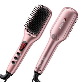 img 4 attached to 🔥 VEYFUN Hair Straightener Brush - Ionic Ceramic Straightening Brush with Anti-Scald Technology, Auto-off, Built-in Comb & 11 Temperature Settings - Dual Voltage