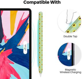 img 1 attached to NIUTRENDZ Protective Silicone Sleeve Skin Cover for Apple Pencil 2nd Generation - Sunflower Design - Compatible with Apple Pencil 2nd Gen - Avocado Green