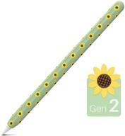 niutrendz protective silicone sleeve skin cover for apple pencil 2nd generation - sunflower design - compatible with apple pencil 2nd gen - avocado green logo