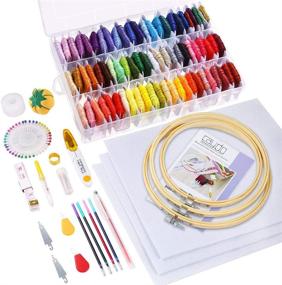 img 4 attached to Caydo 164 Pieces Embroidery Kit: Complete Organizer Box Set with 72 Color Threads, Aida Cloth, Stitch Tools, and Instructions for Adults and Kids Beginners