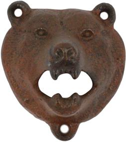 img 1 attached to 🍻 Kipokalor Cast Iron Wall Mount Grizzly Bear Teeth Bite Bottle Opener (Brown Bear) by SeaStar