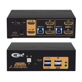 img 4 attached to 🖥️ CKL 2 Port USB 3.0 KVM Switch: Dual Monitor HDMI 4K 60Hz, Audio, Keyboard Video Mouse Switcher for 2 Computers & Monitors - 922HUA-3