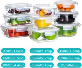 img 2 attached to 🍱 9 Sets Bayco Glass Storage Containers with Lids - Airtight Glass Meal Prep Containers for Food Storage, BPA-Free & Leak Proof