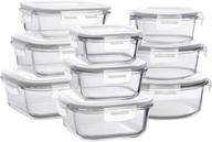 🍱 9 sets bayco glass storage containers with lids - airtight glass meal prep containers for food storage, bpa-free & leak proof логотип