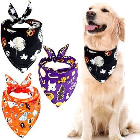 img 4 attached to Halloween Dog Bandanas Breathable Comfortable