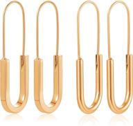 📎 hypoallergenic silver gold plated pin earrings: fashionable paper clip dangle hoops set for women & girls logo