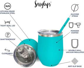 img 1 attached to 🍷 SassyCups Nana's Sippy Cup Stainless Steel Vacuum Insulated Wine Tumbler 12oz - Perfect Gift for New Nana, Nana Birthday, Best Nana Ever - Aqua Blue