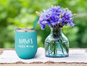 img 3 attached to 🍷 SassyCups Nana's Sippy Cup Stainless Steel Vacuum Insulated Wine Tumbler 12oz - Perfect Gift for New Nana, Nana Birthday, Best Nana Ever - Aqua Blue