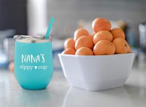 img 2 attached to 🍷 SassyCups Nana's Sippy Cup Stainless Steel Vacuum Insulated Wine Tumbler 12oz - Perfect Gift for New Nana, Nana Birthday, Best Nana Ever - Aqua Blue