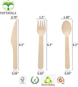 img 3 attached to 🌿 100pcs PATTAYALA Disposable Wooden Forks: Compostable Cutlery for Weddings, Picnics & More - Eco-Friendly Choice