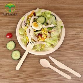 img 2 attached to 🌿 100pcs PATTAYALA Disposable Wooden Forks: Compostable Cutlery for Weddings, Picnics & More - Eco-Friendly Choice