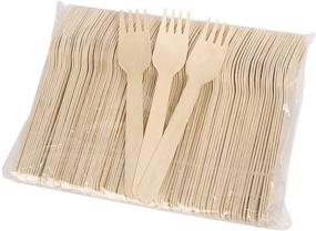 img 4 attached to 🌿 100pcs PATTAYALA Disposable Wooden Forks: Compostable Cutlery for Weddings, Picnics & More - Eco-Friendly Choice