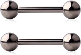 img 4 attached to 💎 Ruifan Grade 23 Titanium Externally Threaded Nipple Shield Barbell Ring Bar - High-Quality Body Piercing Jewelry