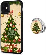 chicken iphone 11 case with grip ring holder multi-function cover slim soft and hard tire shockproof protective phone case slim hybrid shockproof case for iphone 11 (christmas tree) logo
