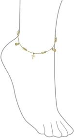 img 2 attached to 🕊️ Stunning Christian Multi Crosses Religious Anklet Bracelet for Women Teens - 18K Gold Plated Brass, Dangle Charm Design, Beads and Bells - 10 Inch Length