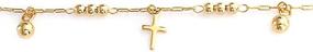 img 1 attached to 🕊️ Stunning Christian Multi Crosses Religious Anklet Bracelet for Women Teens - 18K Gold Plated Brass, Dangle Charm Design, Beads and Bells - 10 Inch Length