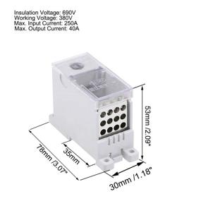 img 1 attached to 🔌 uxcell 12-Port DIN Rail Terminal Blocks, 660V 250A Connectors Distribution Block with 1 Input