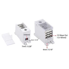 img 2 attached to 🔌 uxcell 12-Port DIN Rail Terminal Blocks, 660V 250A Connectors Distribution Block with 1 Input