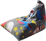 🪐 canvas stuffed animal bean bag chair organizer 100l/26 gal, grey outer space design - perfect for kids and adults logo