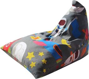 img 4 attached to 🪐 Canvas Stuffed Animal Bean Bag Chair Organizer 100L/26 Gal, Grey Outer Space Design - Perfect for Kids and Adults