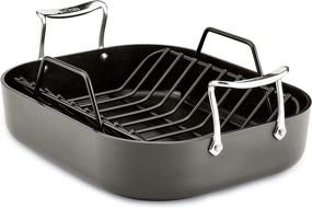 img 4 attached to All-Clad Essentials Small Roaster with Rack, Nonstick Hard Anodized, 11 X 14 inch, Black