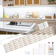 wobsion led under cabinet lighting - 6 dimmable strip lights with rf remote, 12v high brightness cabinet lighting with 180 leds, 6000k daylight white - ideal for kitchen, counter, bedroom, shelf, showcase логотип