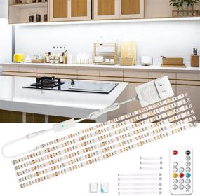 img 4 attached to Wobsion LED Under Cabinet Lighting - 6 Dimmable Strip Lights with RF Remote, 12V High Brightness Cabinet Lighting with 180 LEDs, 6000K Daylight White - Ideal for Kitchen, Counter, Bedroom, Shelf, Showcase