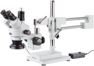 🔬 amscope sm-4tz-144a professional trinocular stereo zoom microscope: 3.5x-90x magnification, led ring light, double-arm boom stand logo