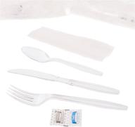 amercare six piece meal kit: clear heavyweight utensils, napkin, salt and pepper packets (250 case) logo